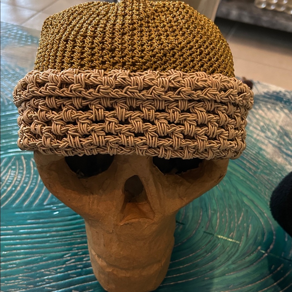 Stylish Gold and Tan Knit Beanie